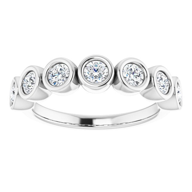 0.70 ct. Bezel Set Round Diamond Wedding Band 7 Stone Anniversary Ring-VIRABYANI